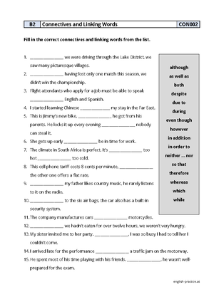 Connectors 3 - english-practice B 2 Connectives and Linking Words CON00 ...