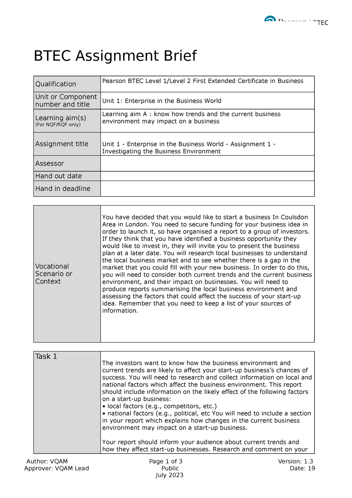 iv assignment brief btec