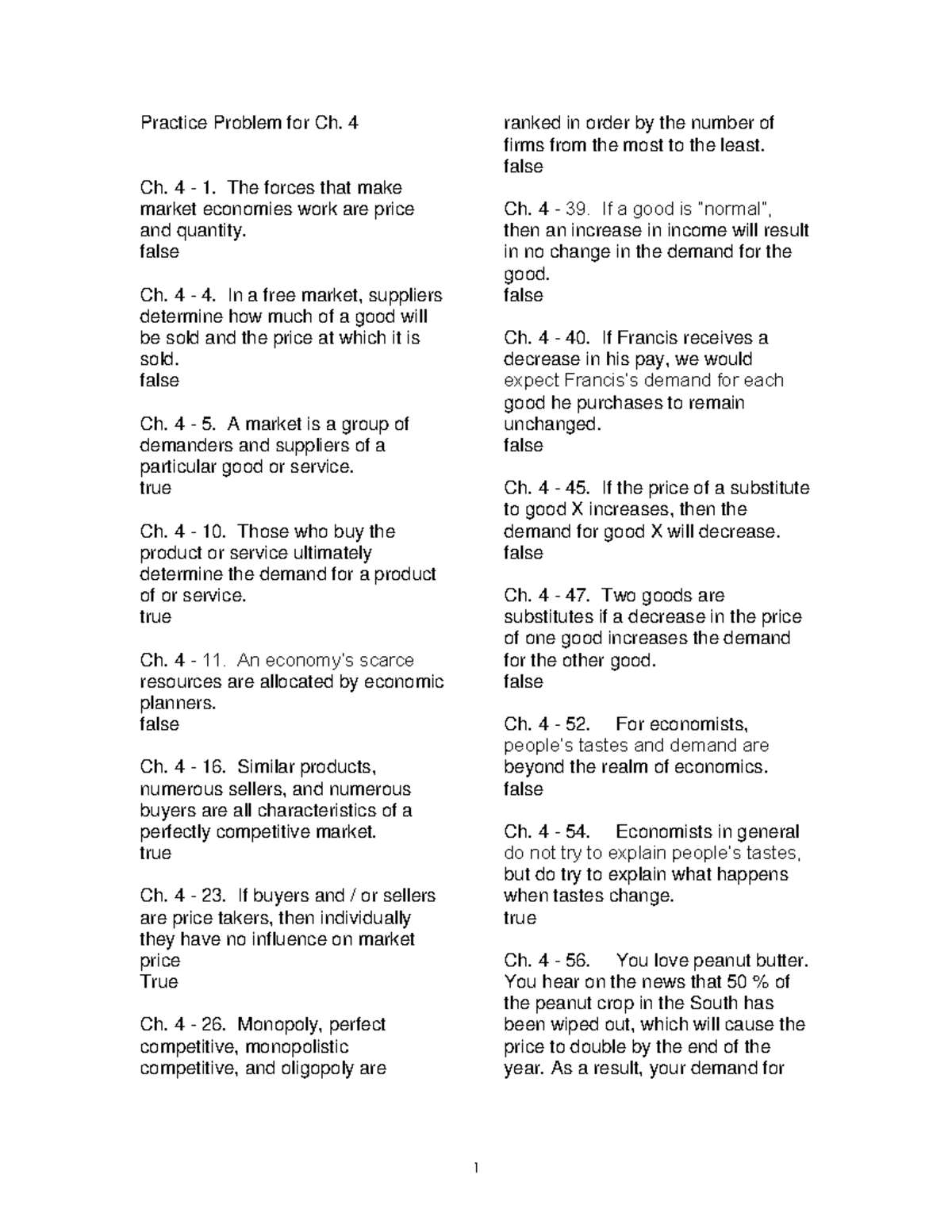 ECN2113Practice Problems Ch4-2 - Practice Problem for Ch. 4 Ch. 4 - 1 ...