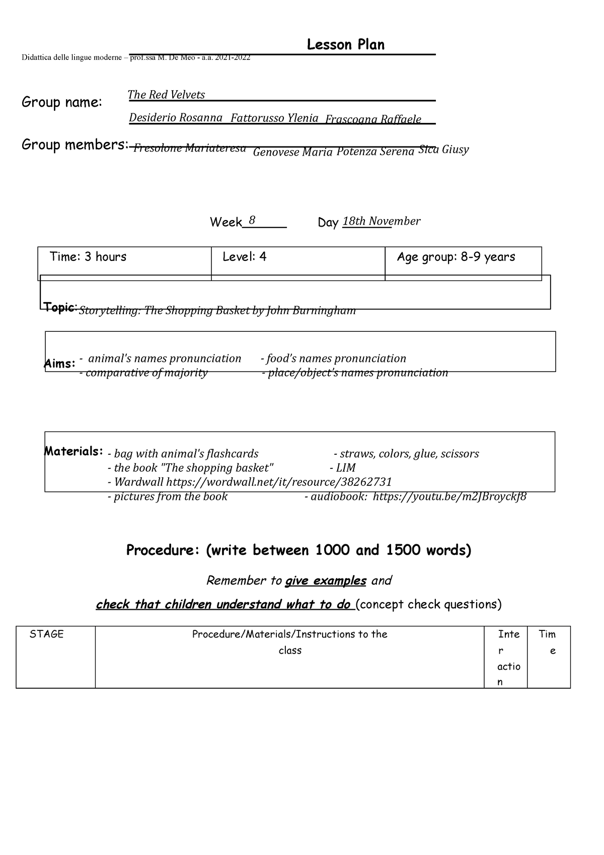 Lesson Plan template 2022 2023 2 - Didattica delle lingue moderne ...