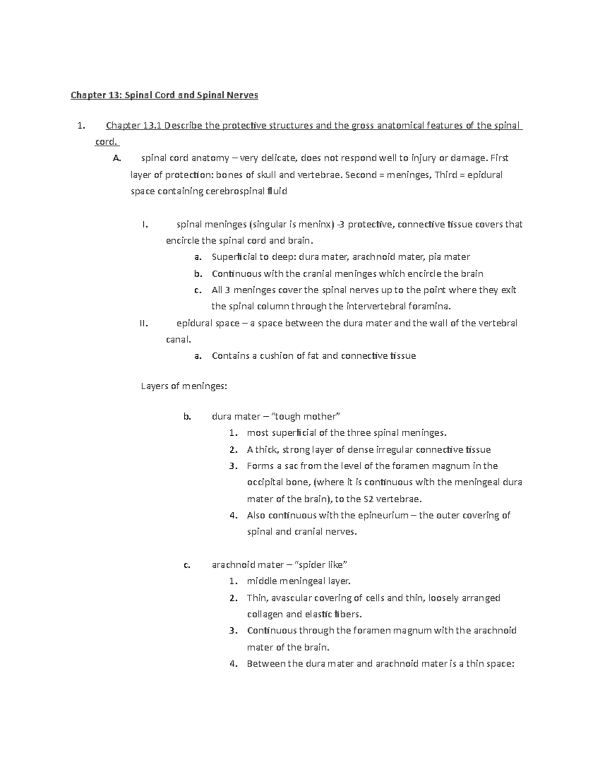 Chapter 13 Spinal Cord and Spinal Nerves - Chapter 13: Spinal Cord and ...