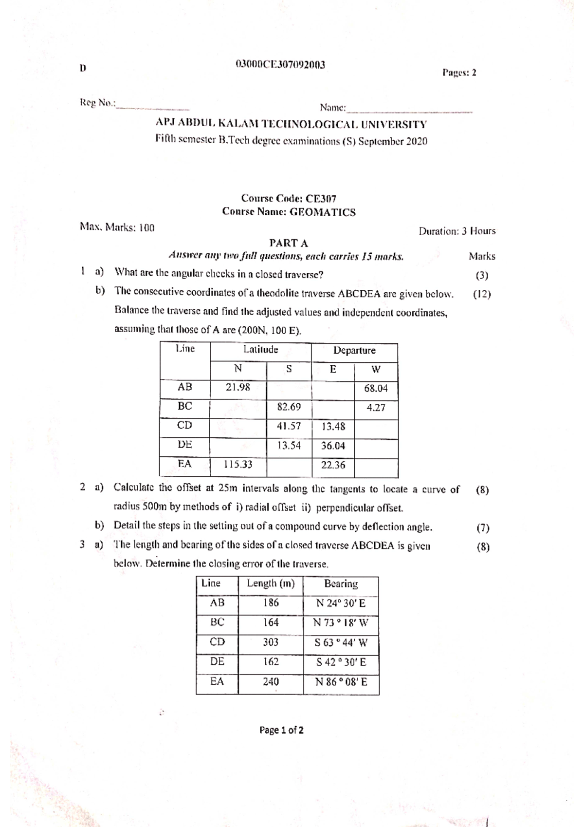 Geomatics CE307 - Surveying And Geomatics - KTU - Studocu