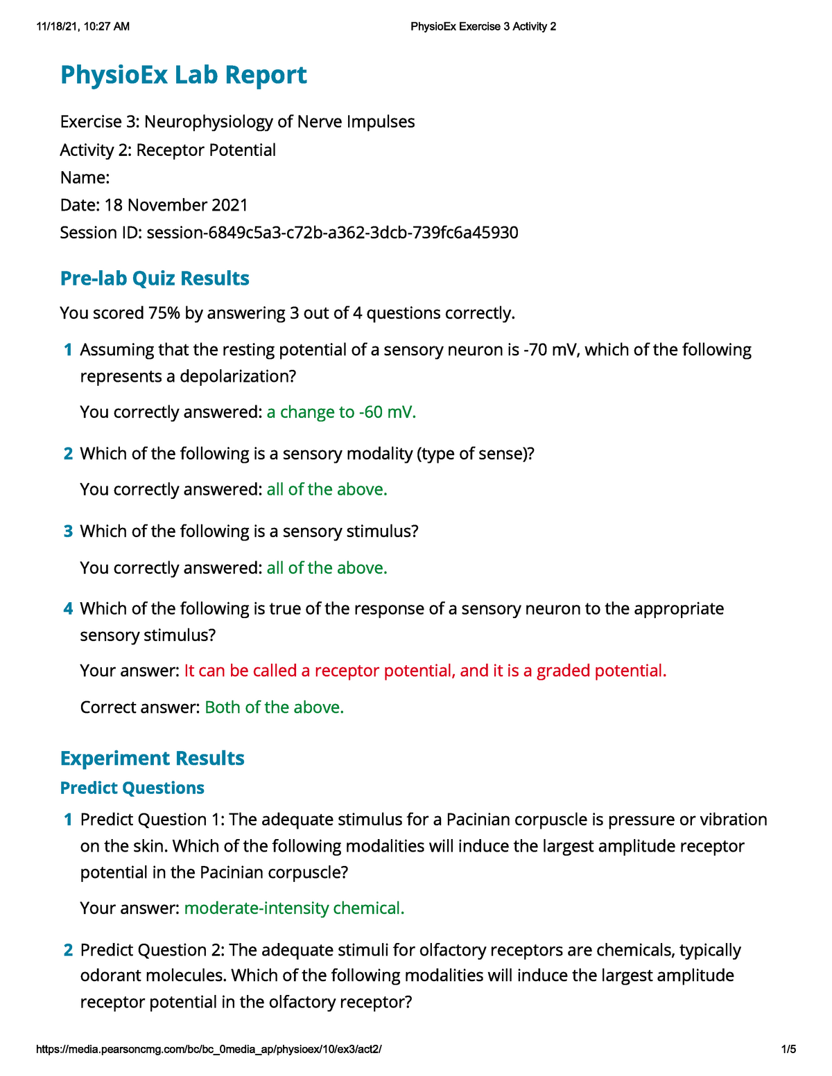 Physio Ex Lab Report Exercise 3 Activity 2 - BIO1012 - Studocu