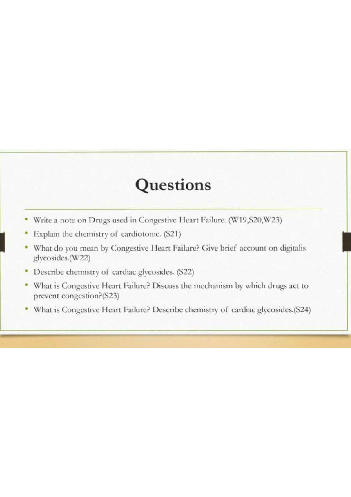 CHF MC 2-1 - Med chem - Questions Write a note on Drugs used in ...