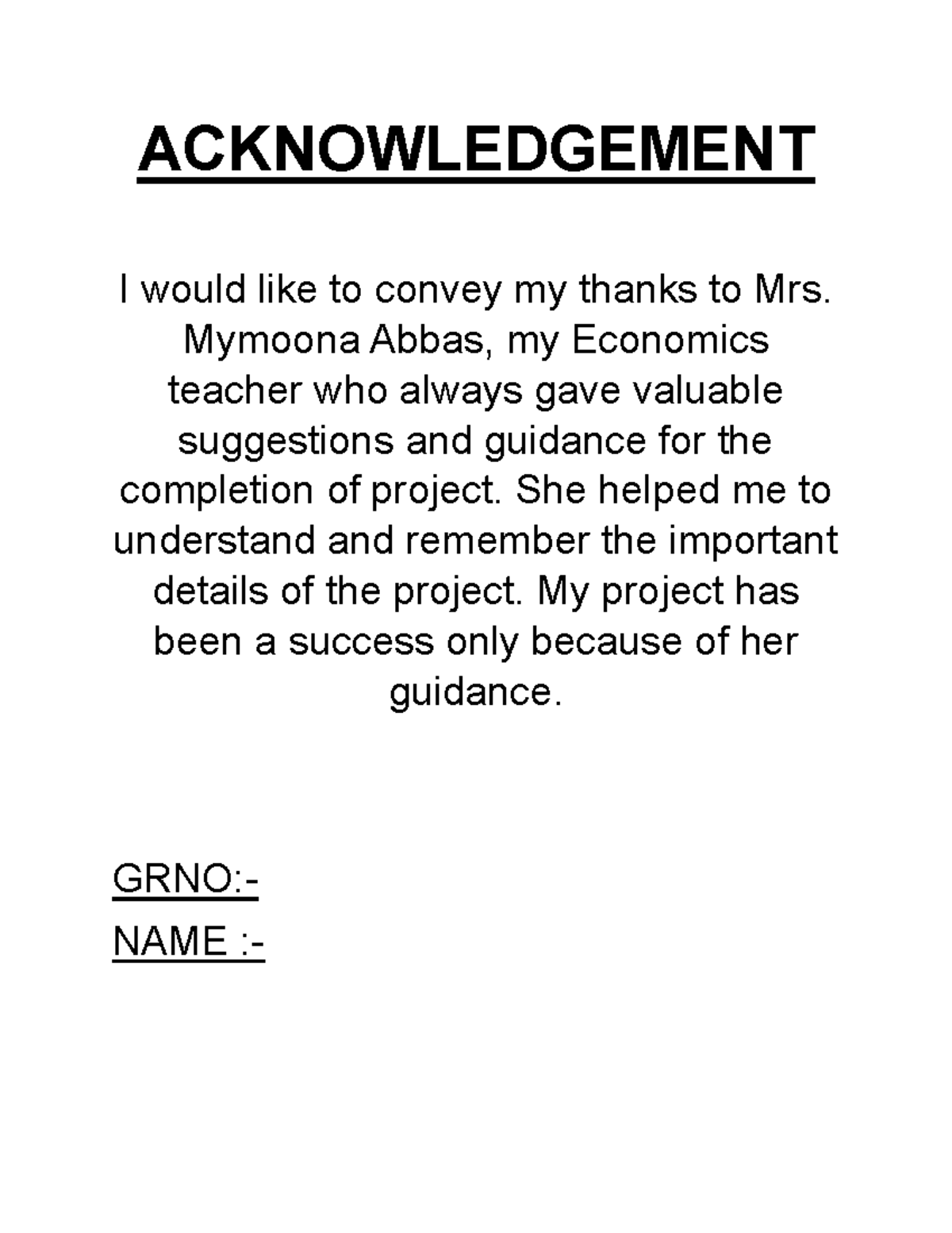Acknowledgement - 67 ty u - eco - ACKNOWLEDGEMENT I would like to ...