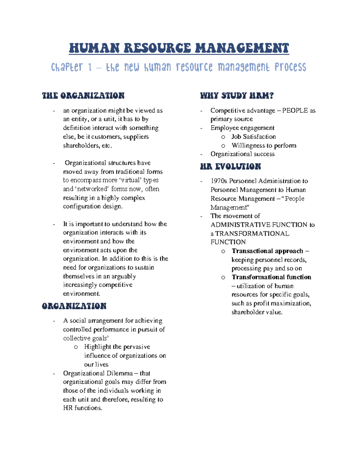 Chapter 1 - The New Resource Management Process - HUMAN RESOURCE ...