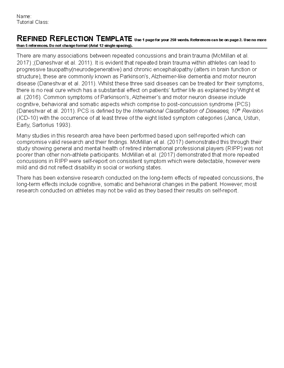Abnormal Psychology Refined Reflection 3 - Name: Tutorial Class ...
