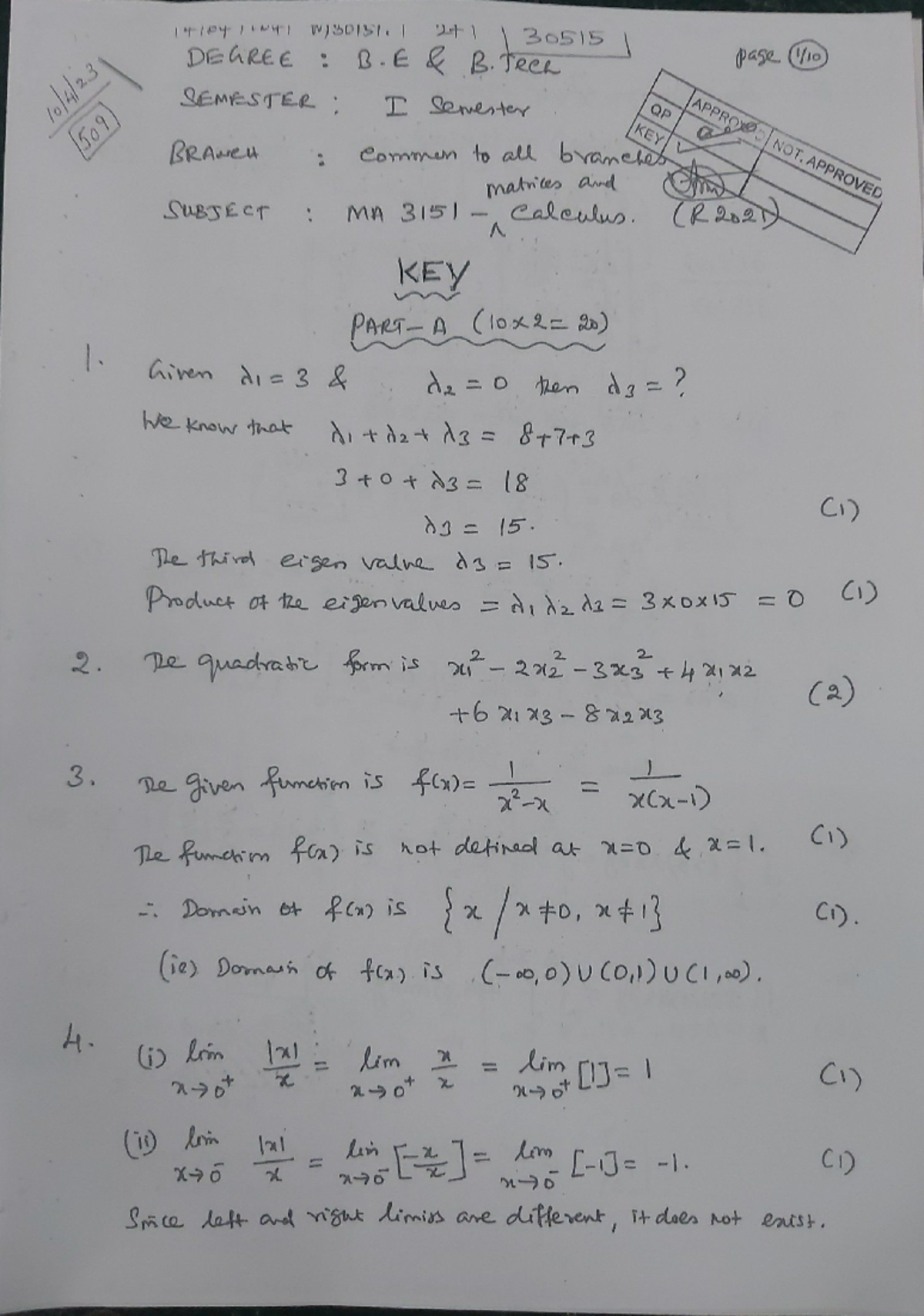 MA3151 Answer key 04-May-2023 09-47-58 - Digital electronics - Studocu