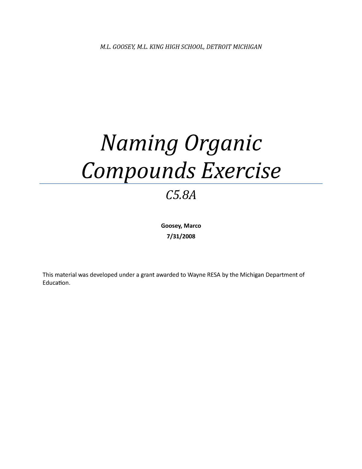 naming-organic-compounds-exercise-m-goosey-m-king-high-school