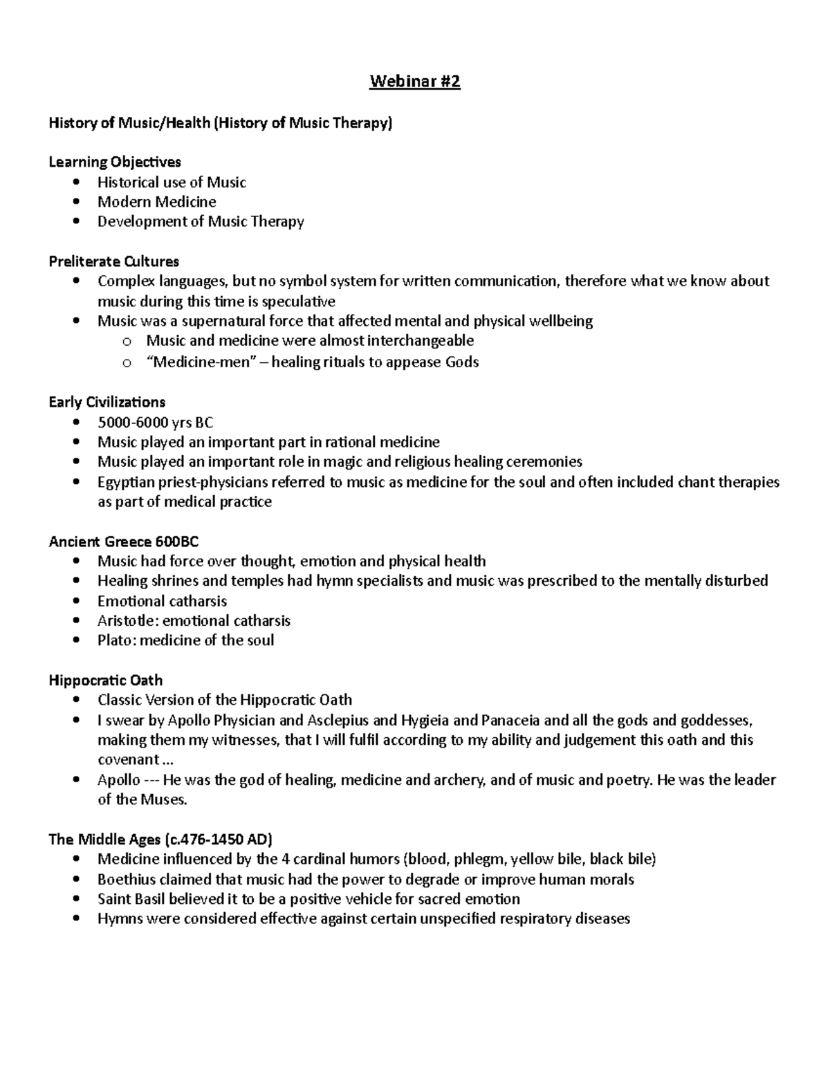 Webinar 2 - Notes - Music 2Mt3 - McMaster - Studocu