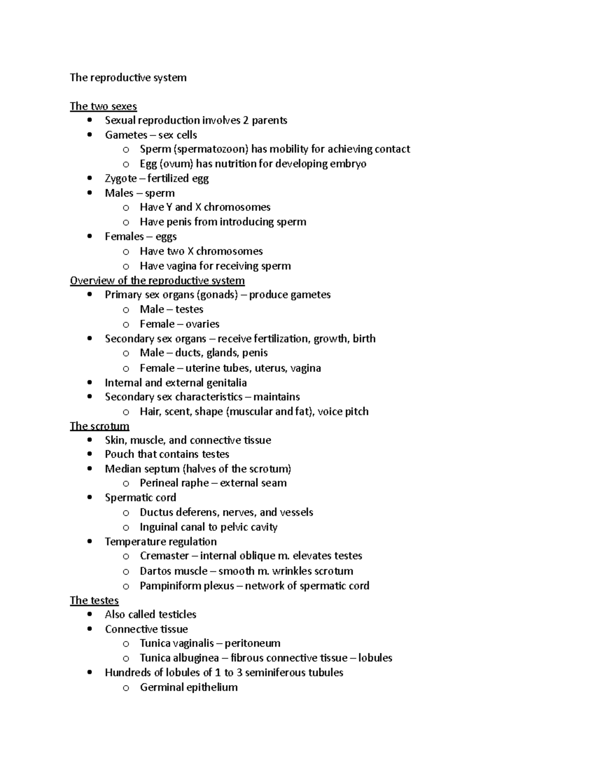 Anatomy ch 26 - ch 26 - The reproductive system The two sexes Sexual ...