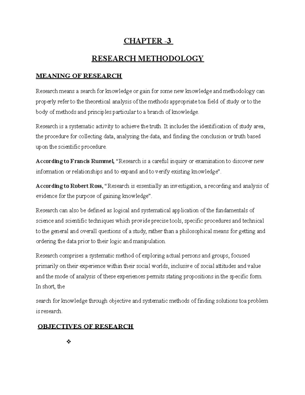 Research metholodgy - CHAPTER - RESEARCH METHODOLOGY MEANING OF ...