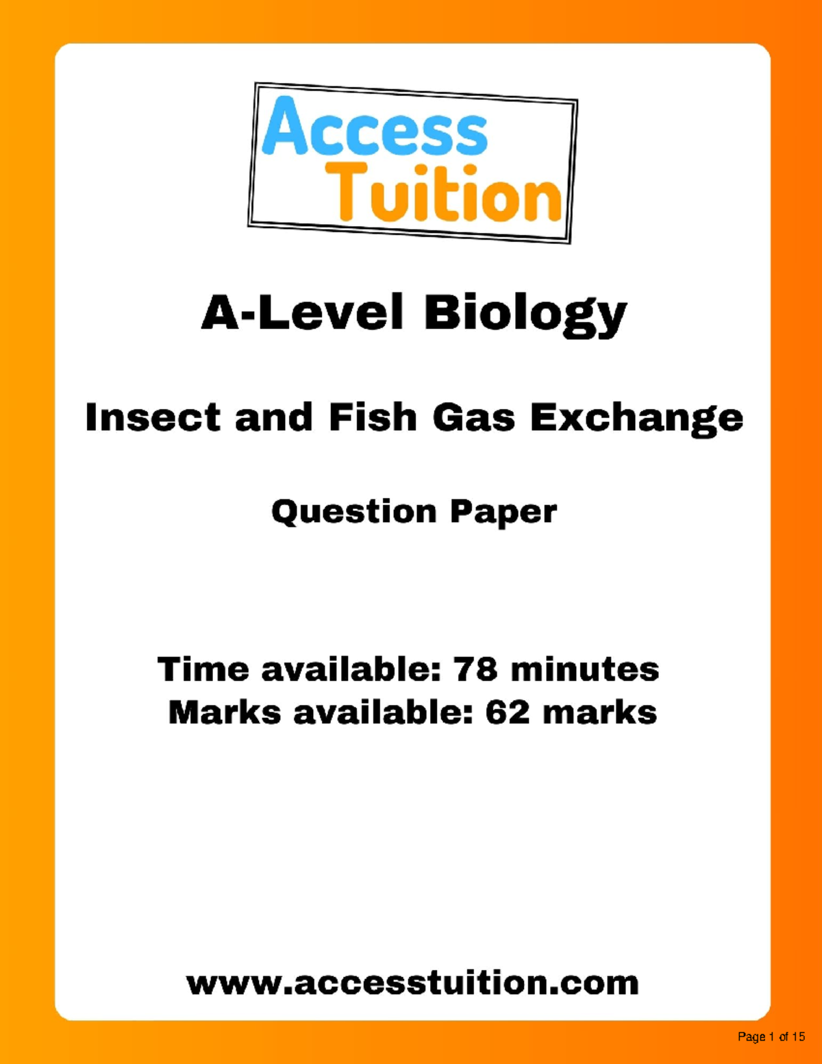 Insect and Fish Gas Exchange QP - Figure 1 shows the stages of ...