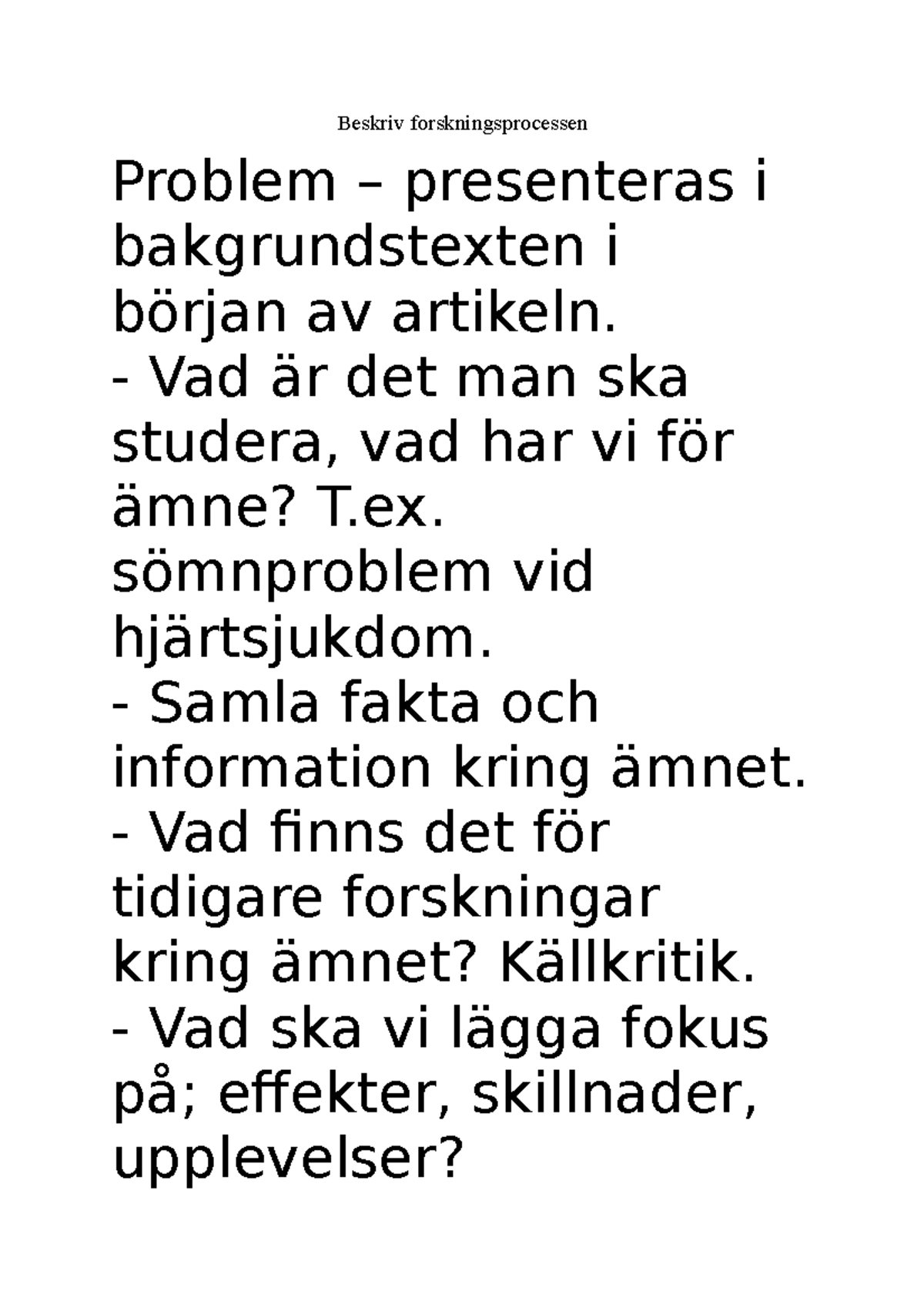 Forskning Och Teori - Från Föreläsning - Beskriv Forskningsprocessen ...