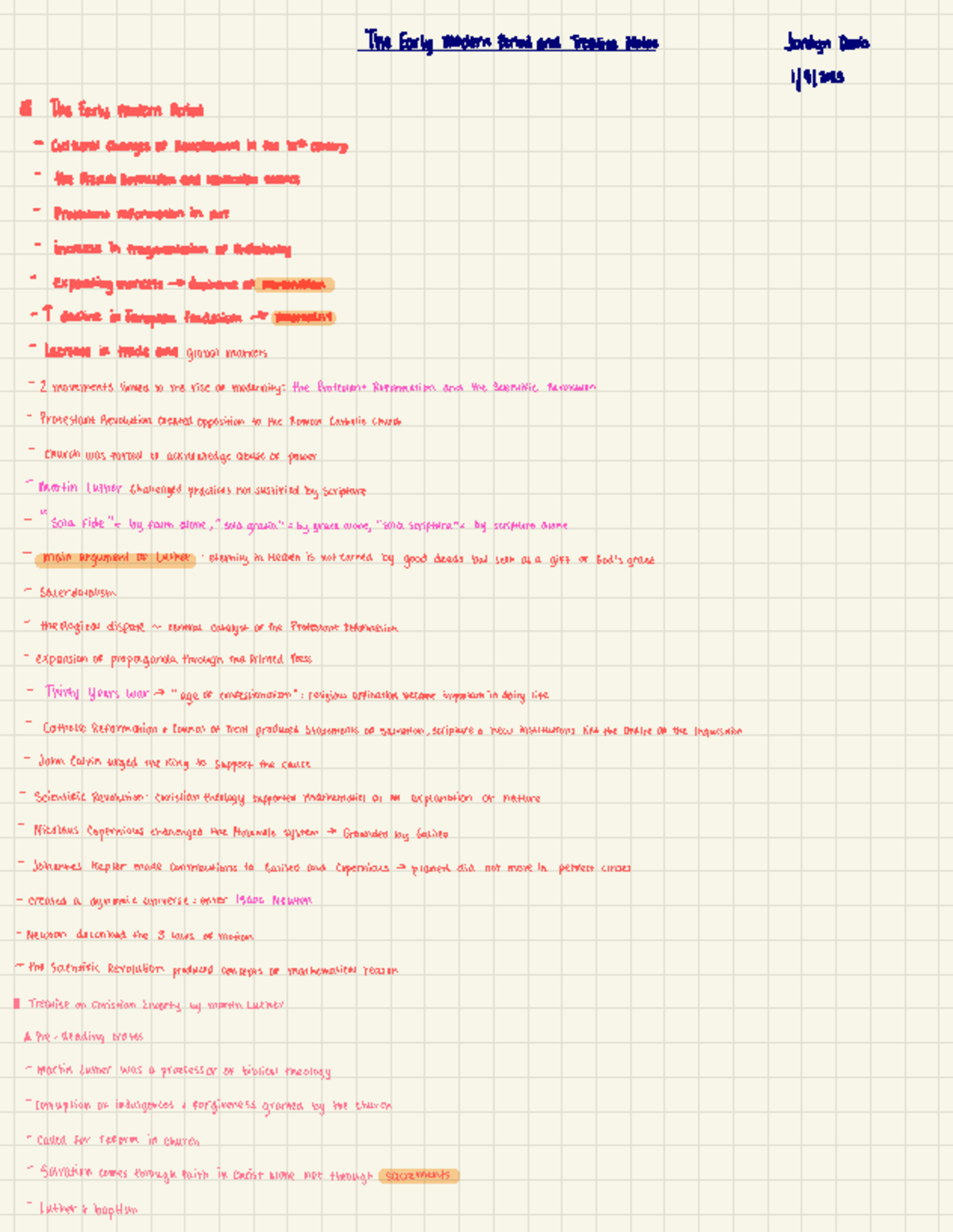 Core Texts II 4 - Notes on the Early Modern Period and Treatise Notes ...