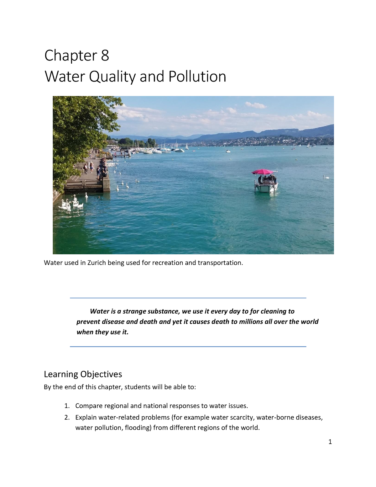 C8 Water Quality - Chapter 8 Water Quality And Pollution Water Used In ...