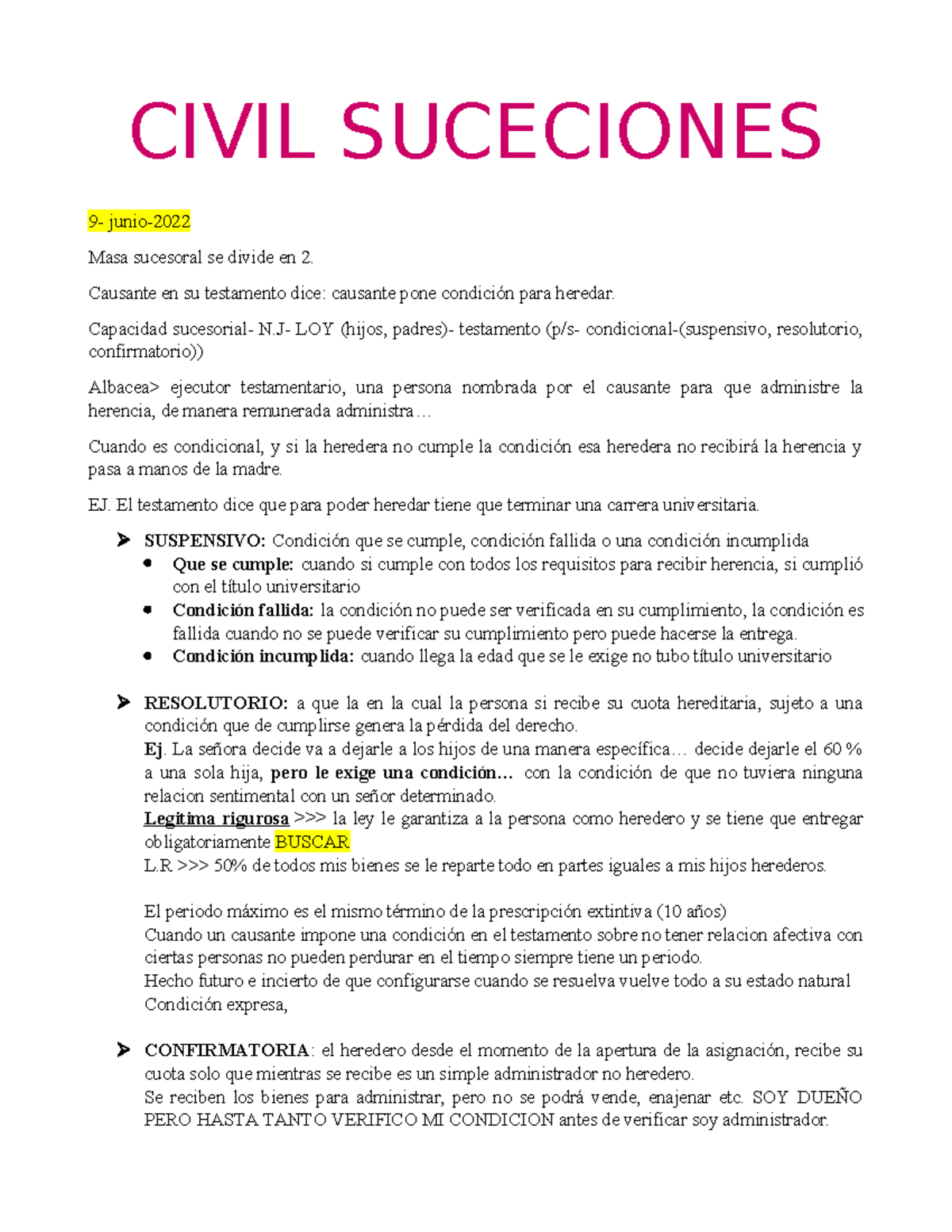 Apuntes Sucesiones - CIVIL SUCECIONES 9- Junio- Masa Sucesoral Se ...