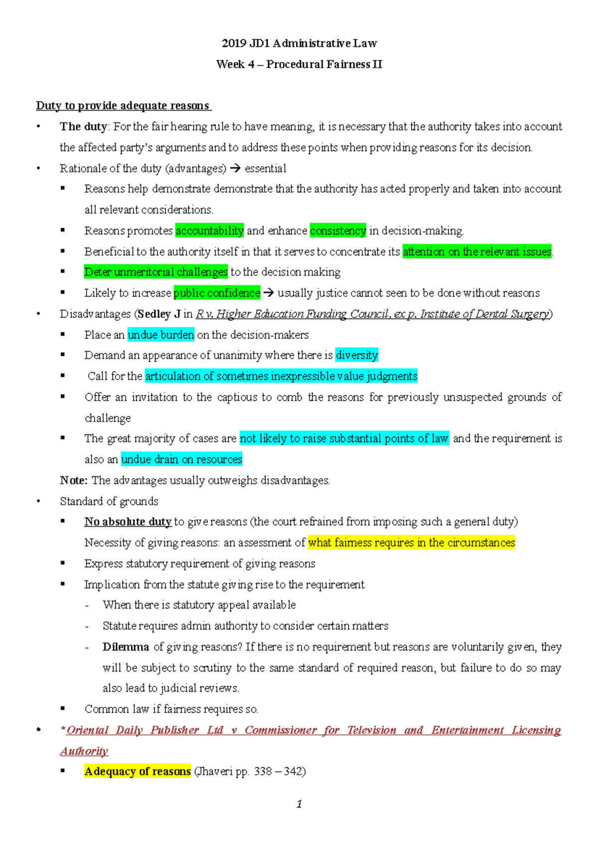 Procedural Fairness - Rationale of the duty (advantages) essential ...
