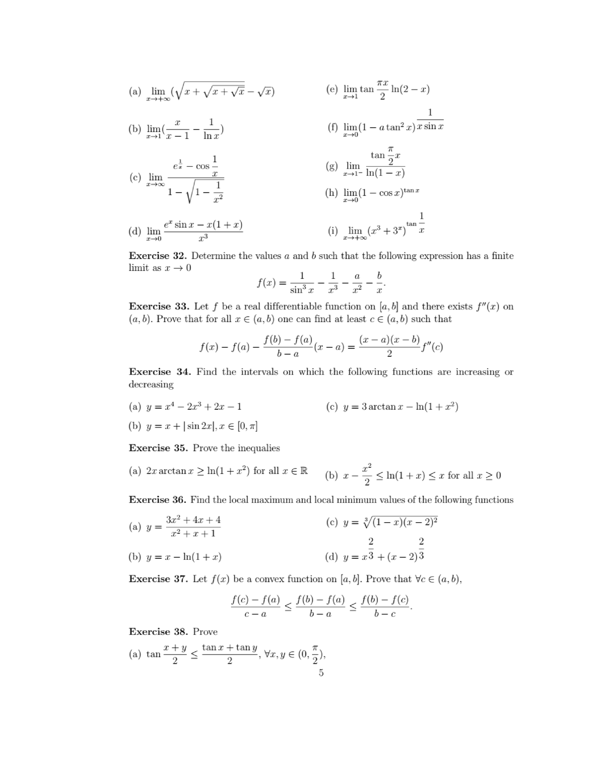 exercises for learners - Calculus - Studocu