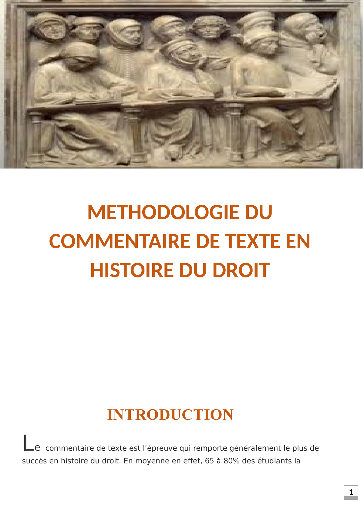 Methodologie DU Commentaire DE Texte EN Histoire DU Droit - 1 Aide De ...