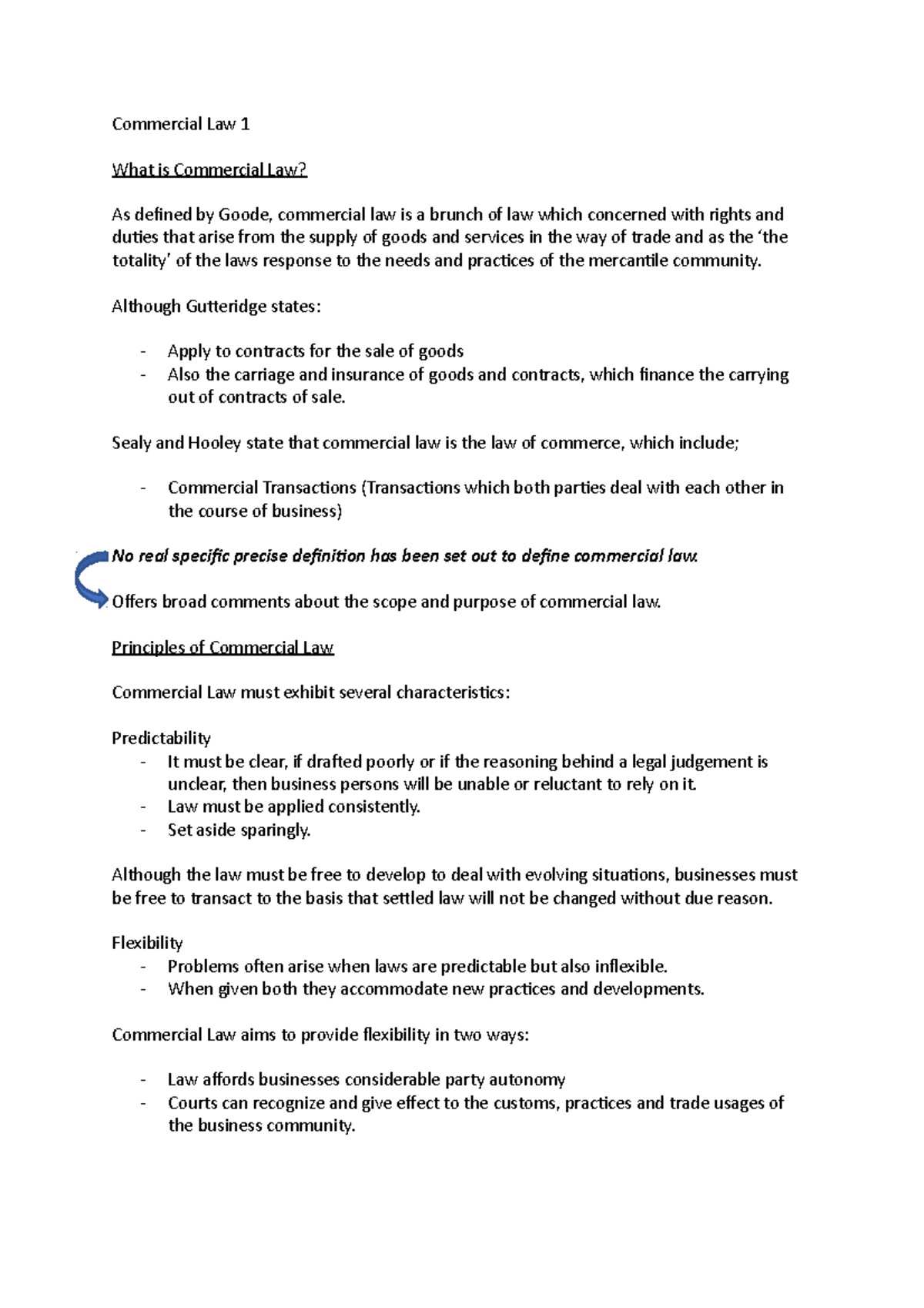 Commercial Law 1 - Lecture notes 1 - Commercial Law 1 What is ...