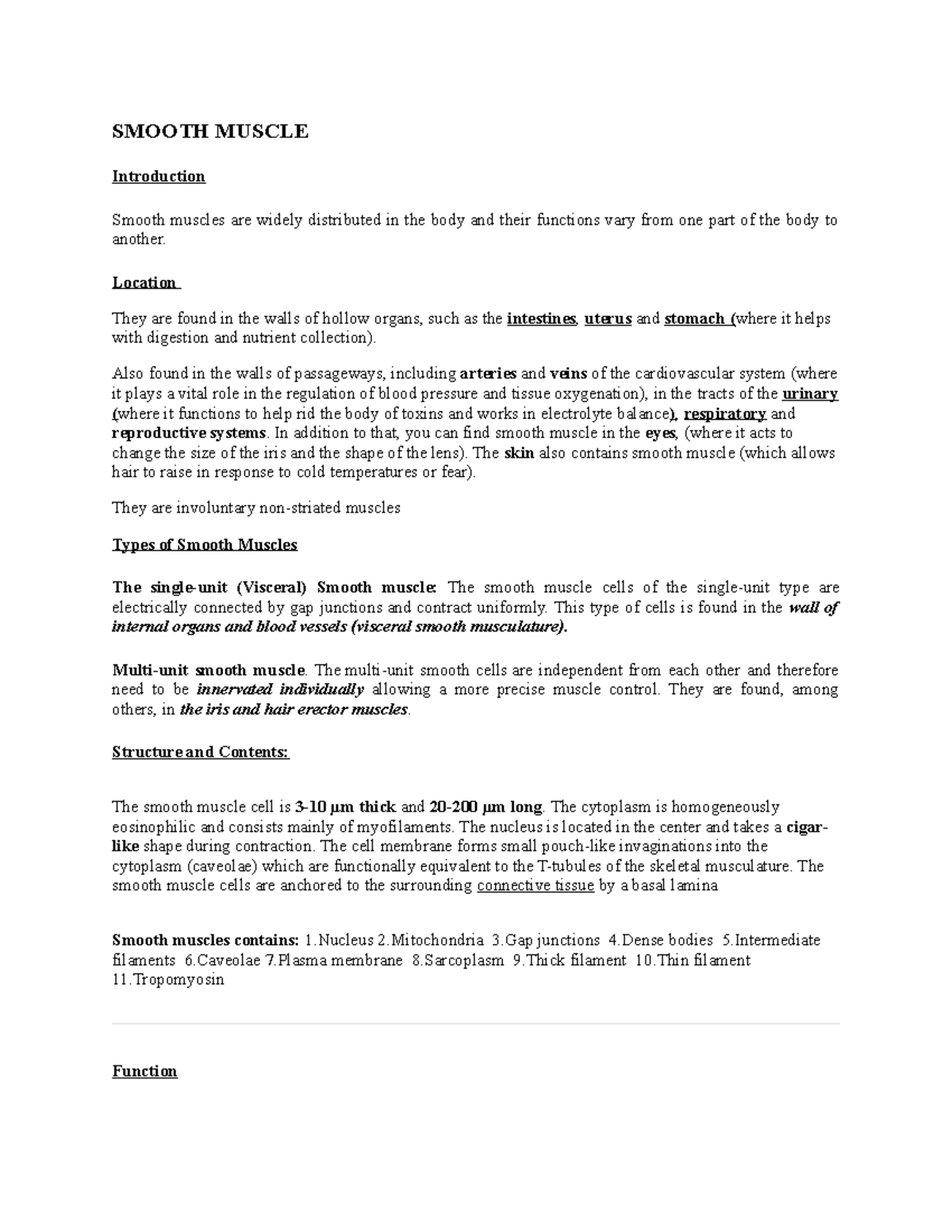 Smooth Muscle - SMOOTH MUSCLE Introduction Smooth muscles are widely ...