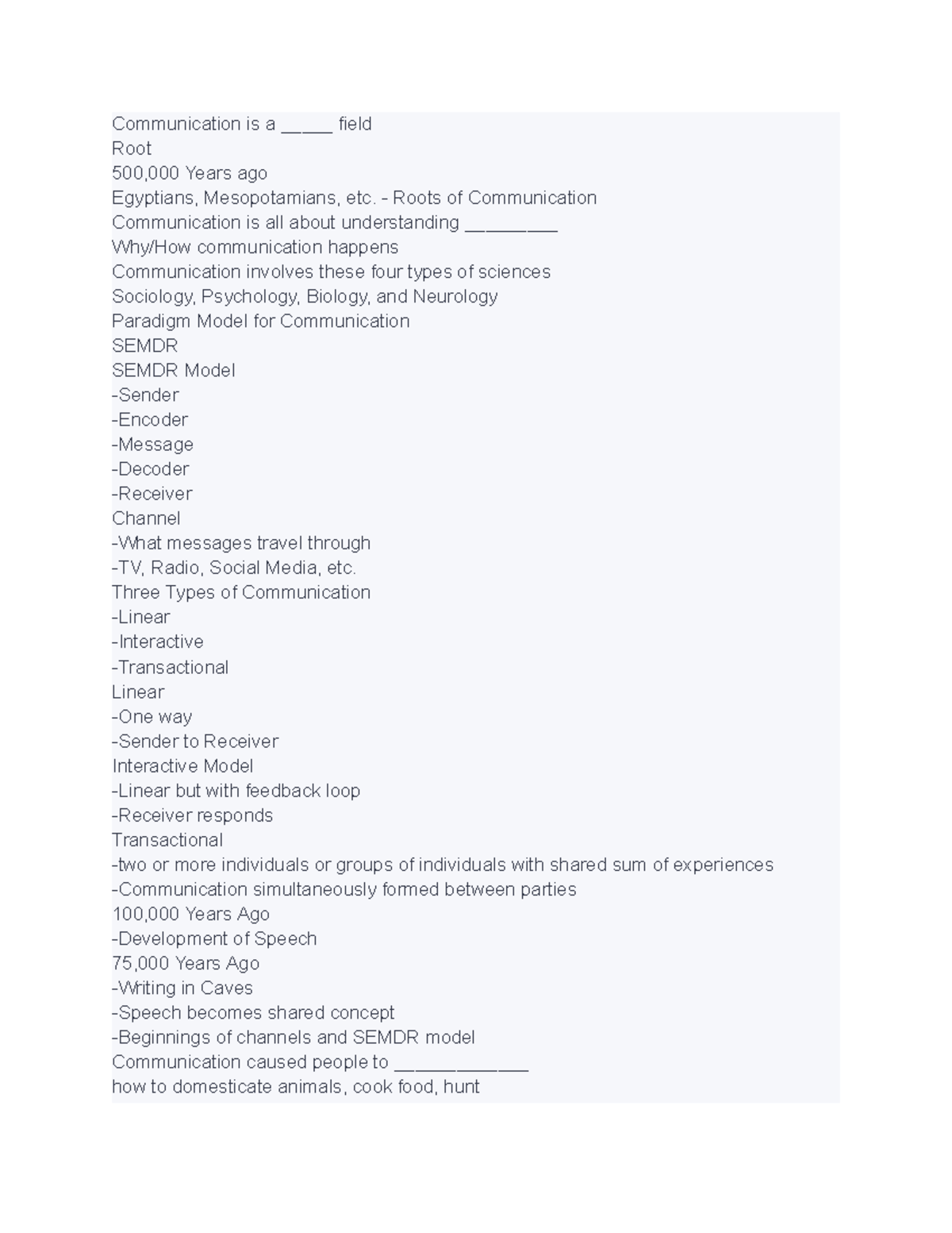 COMS 101.2 - Lecture Notes - Communication is a _____ field Root ...