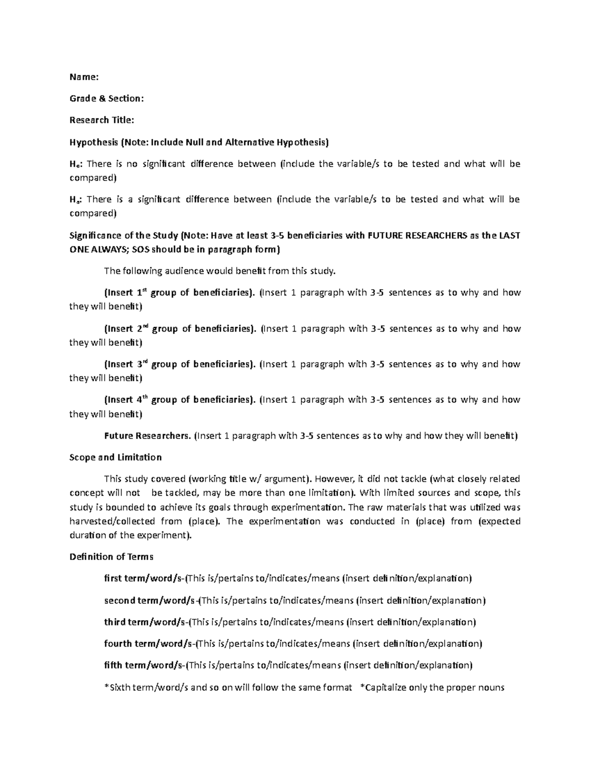 STEM Research Template LO 2 Name Grade Section Research Title 