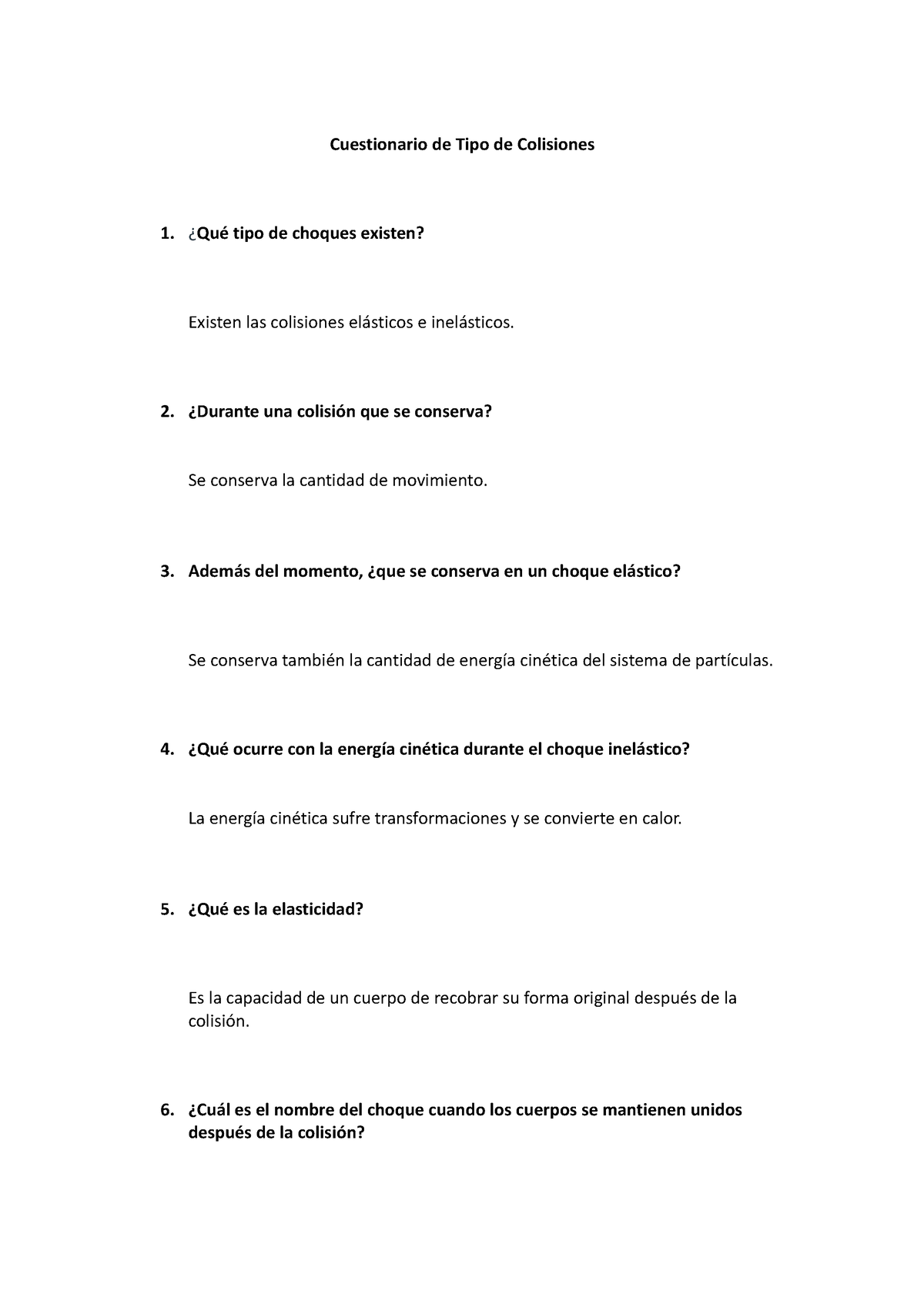 Cuestionario De Tipo De Colisiones - Cuestionario De Tipo De Colisiones ...