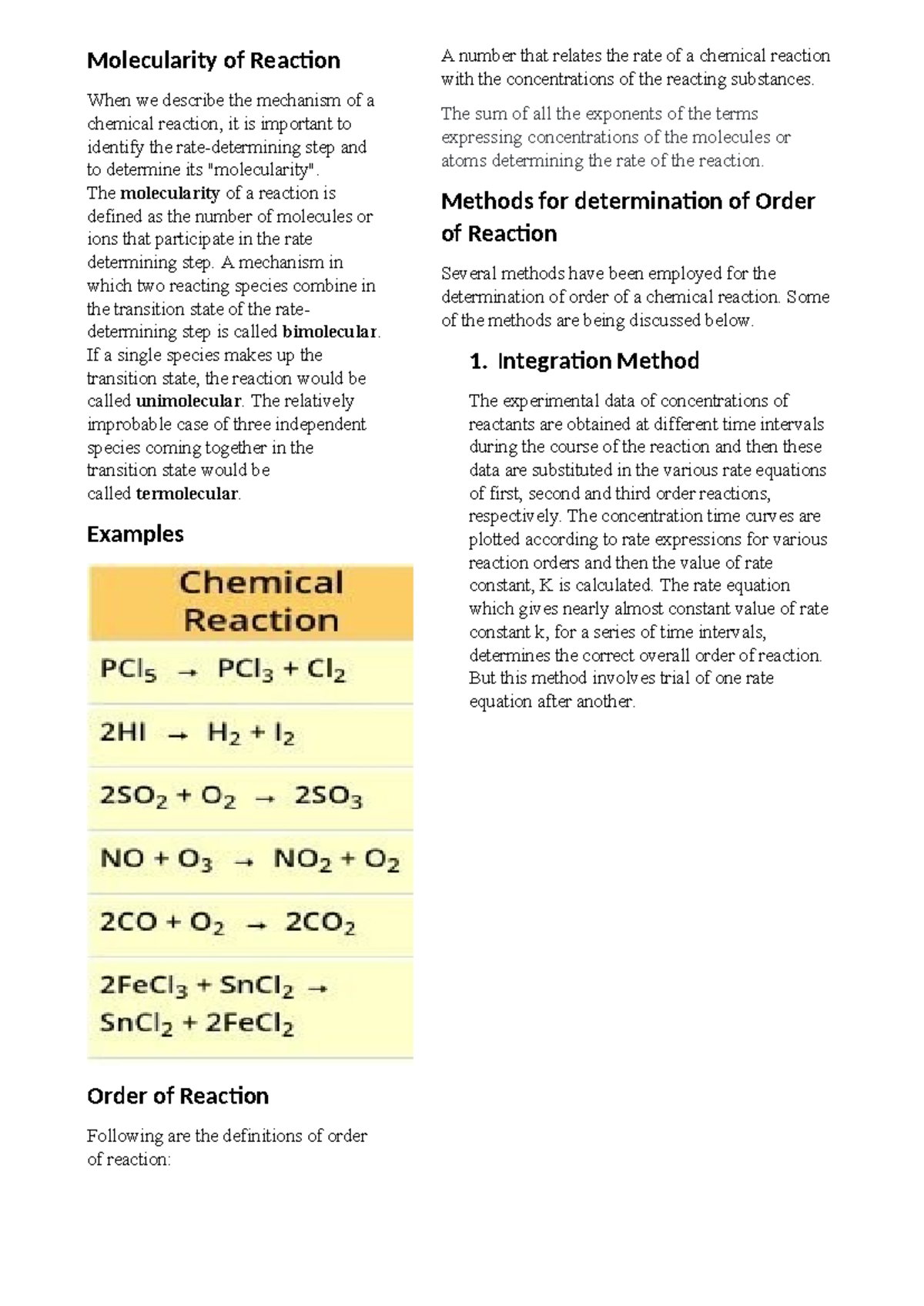 Molecularity of Reaction - The molecularity of a reaction is defined as