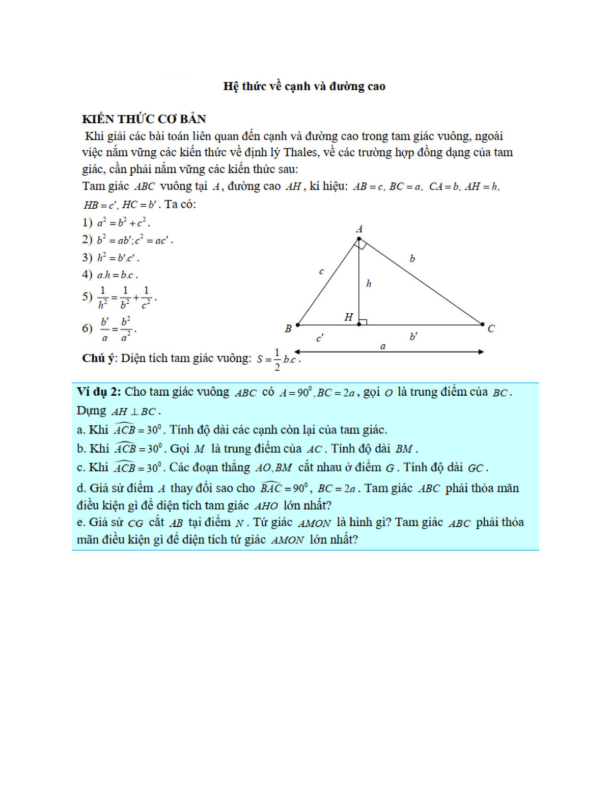 Hethucluong P 1 - HỆ THỨC LƯỢNG - math - Studocu