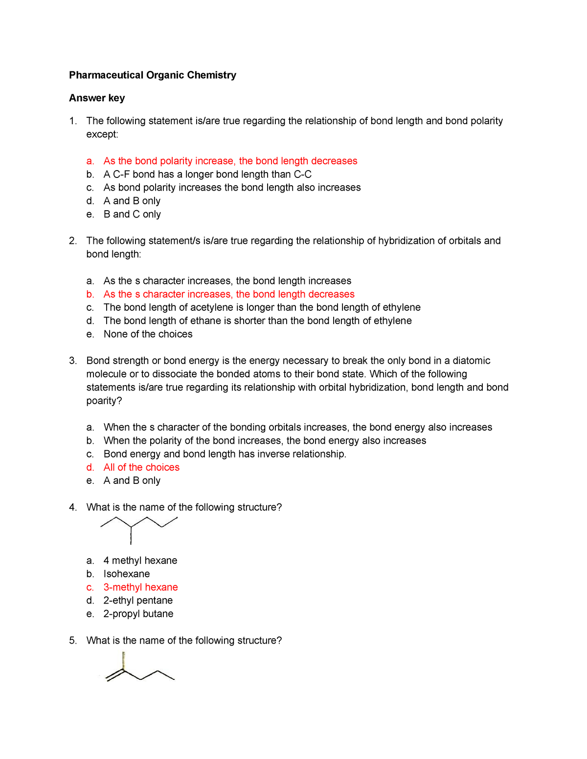 Pharmaceutical Organic Chemistry Answer Key-RED Pacop - Pharmaceutical ...