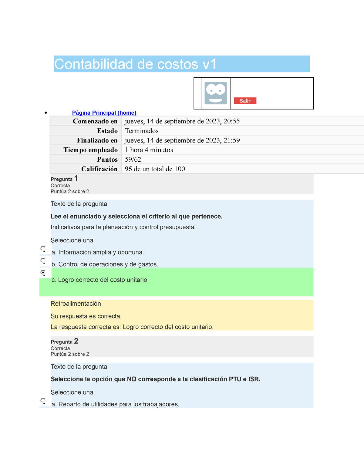 Examen Final Contabilidad De Costos Contabilidad De Costos V Claudia Meléndez Lopez 21004149 8713