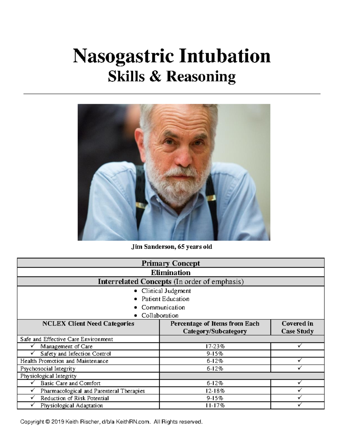 Case study NG intubation Nasogastric Intubation Skills & Reasoning