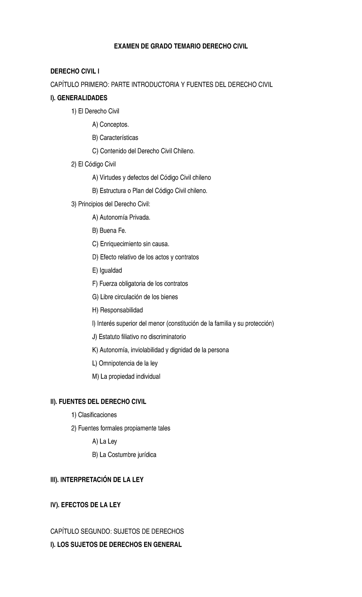 Temarios Examen DE Grado - EXAMEN DE GRADO TEMARIO DERECHO CIVIL ...