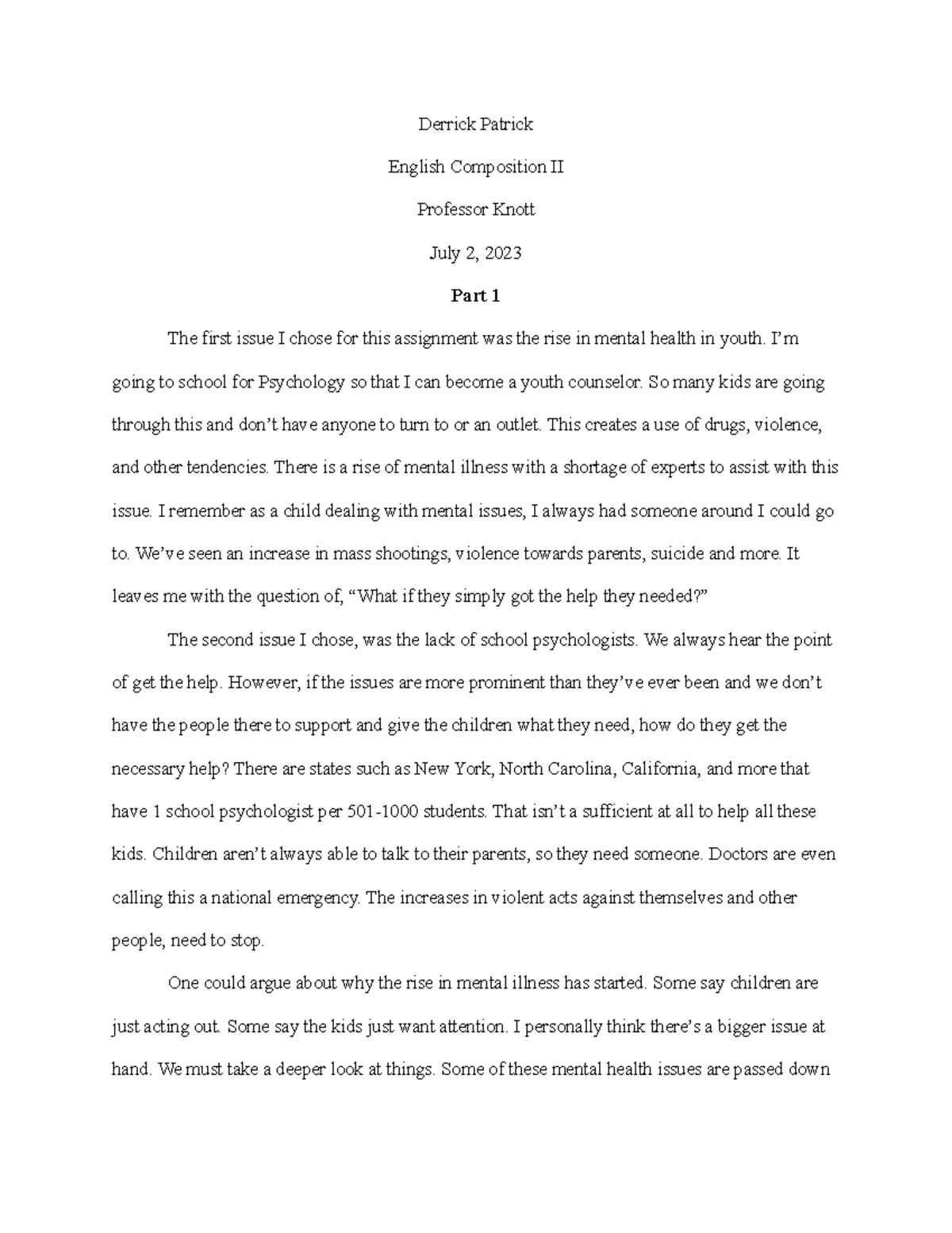 1-7 Assignment- From Issue to Persuasion - Derrick Patrick English ...