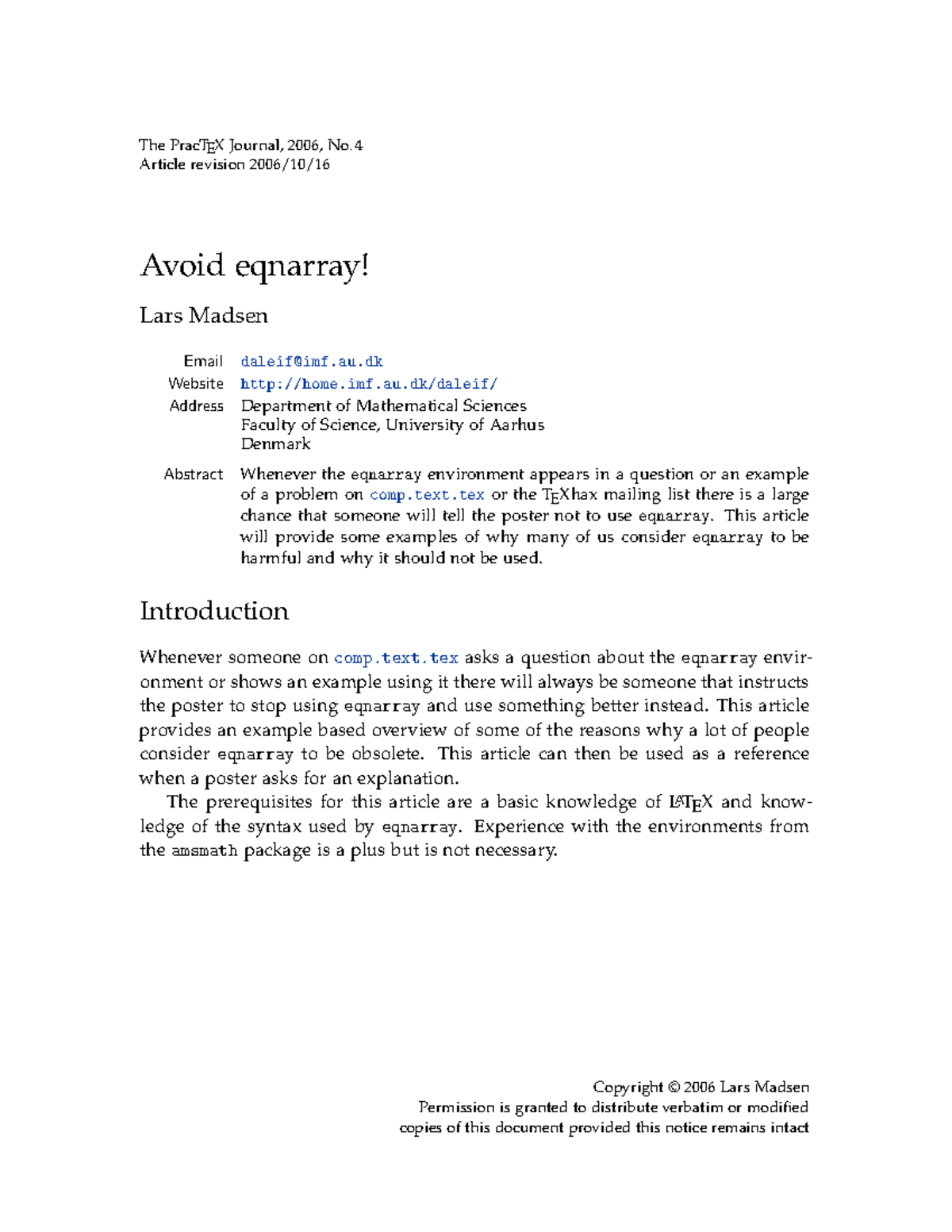 Latex guide The PracTEX Journal, 2006, No. 4 Article revision 2006/10