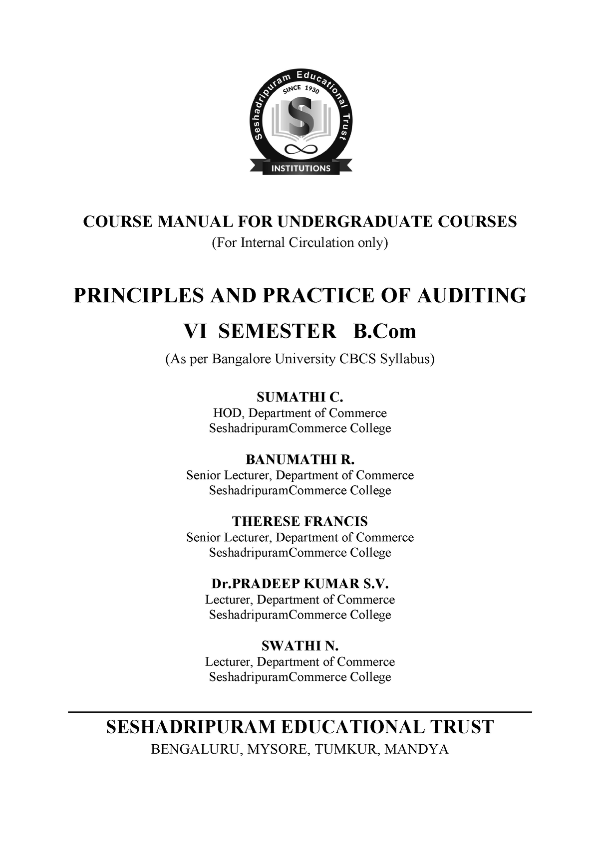 18. (PPA) Principals And Practice Of Auditing VI Sem B.Com SCC-1 ...