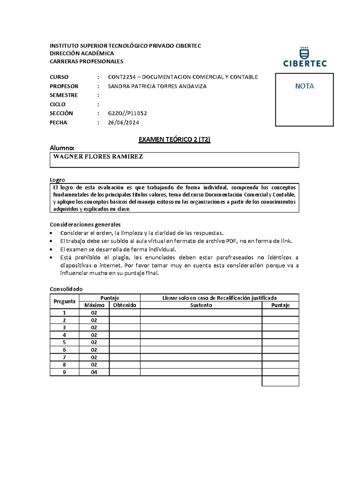 2254 Documentación Comercial Y ContableG2ZO Evaluacion Teoria 2