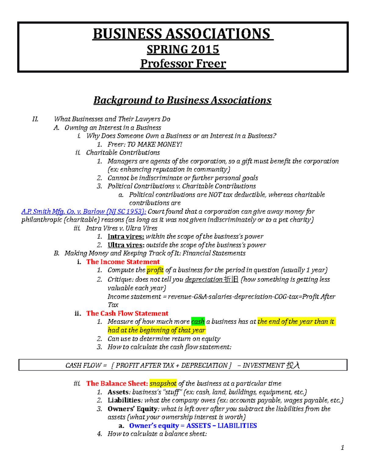 Business Associations-Freer 2015 - BUSINESS ASSOCIATIONS SPRING 2015 ...