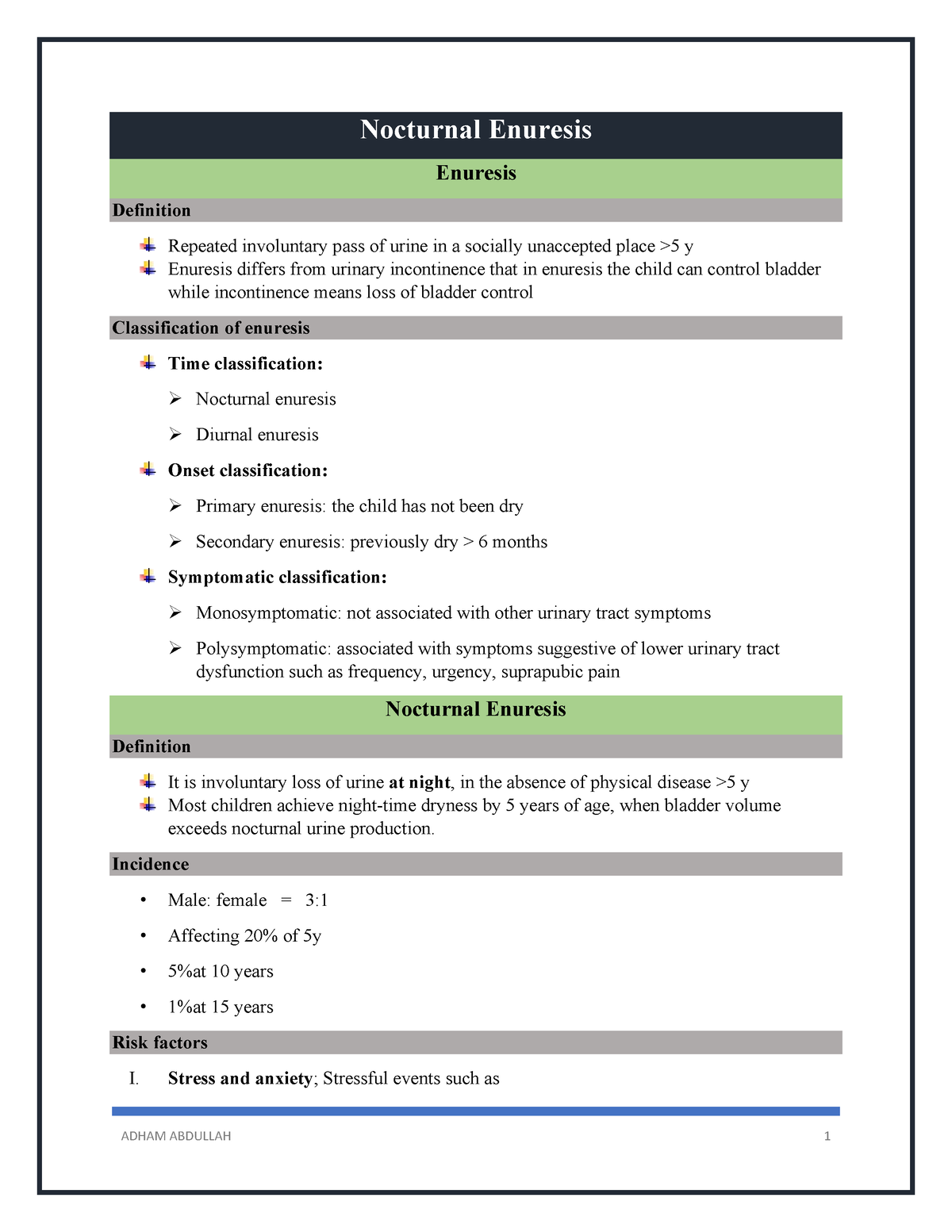 Nocturnal Enuresis - Nocturnal Enuresis Enuresis Definition Repeated ...