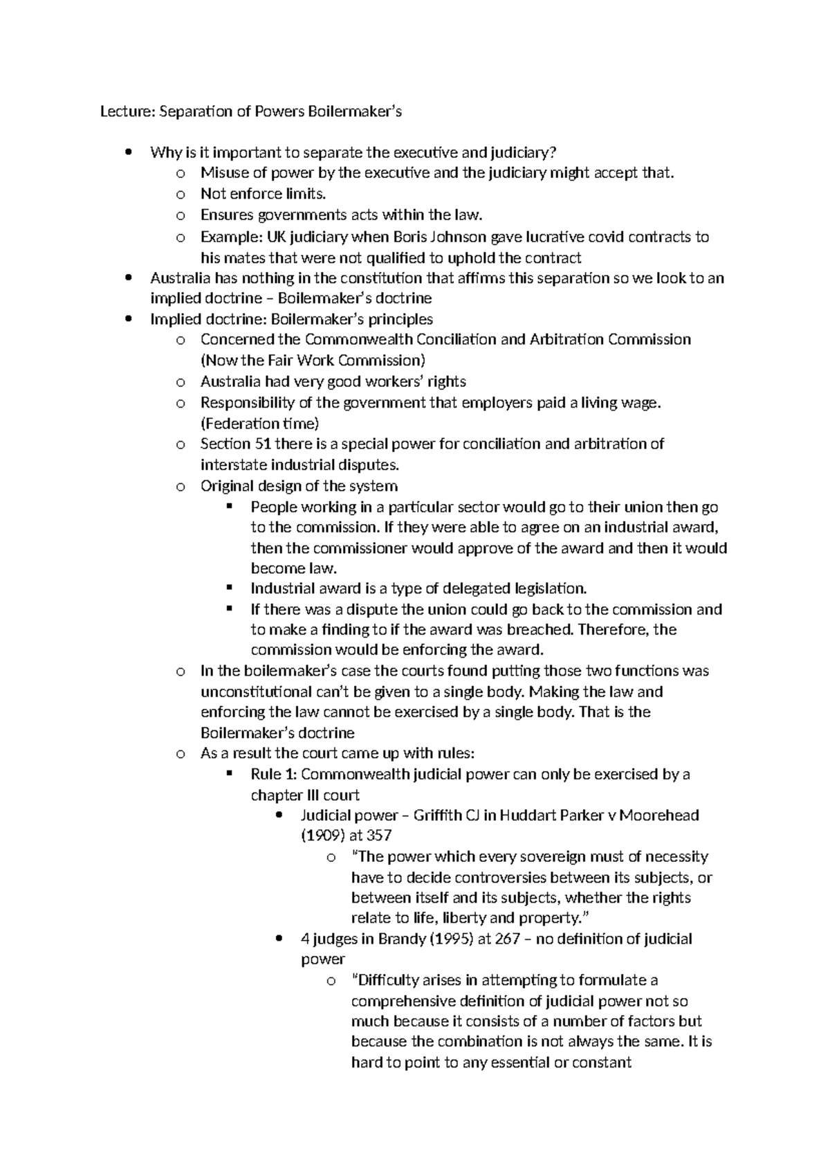 Public Law Notes - Lecture: Separation of Powers Boilermaker’s Why is ...