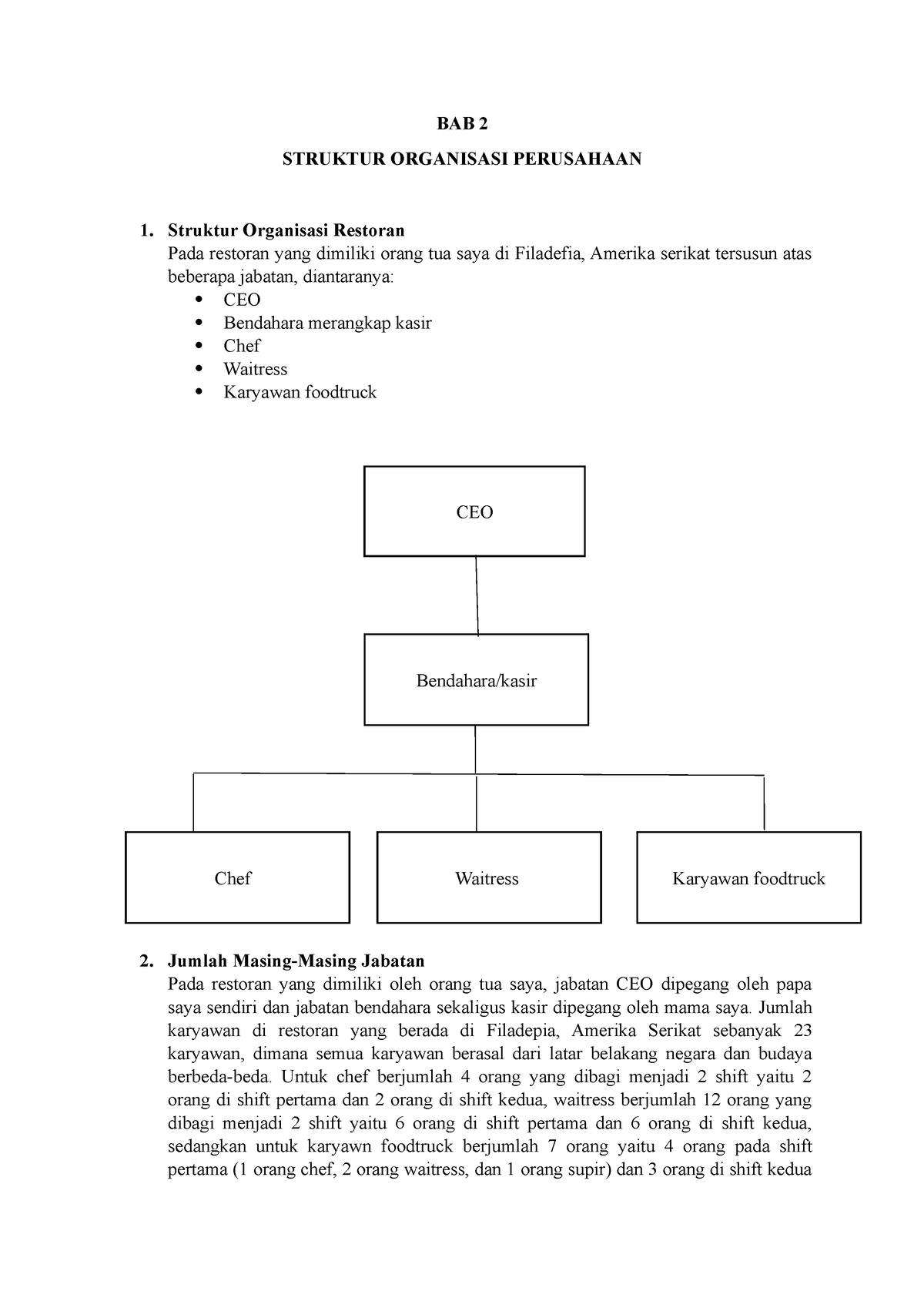 BAB 2 (struktur Organisasi Restoran)) - BAB 2 STRUKTUR ORGANISASI ...