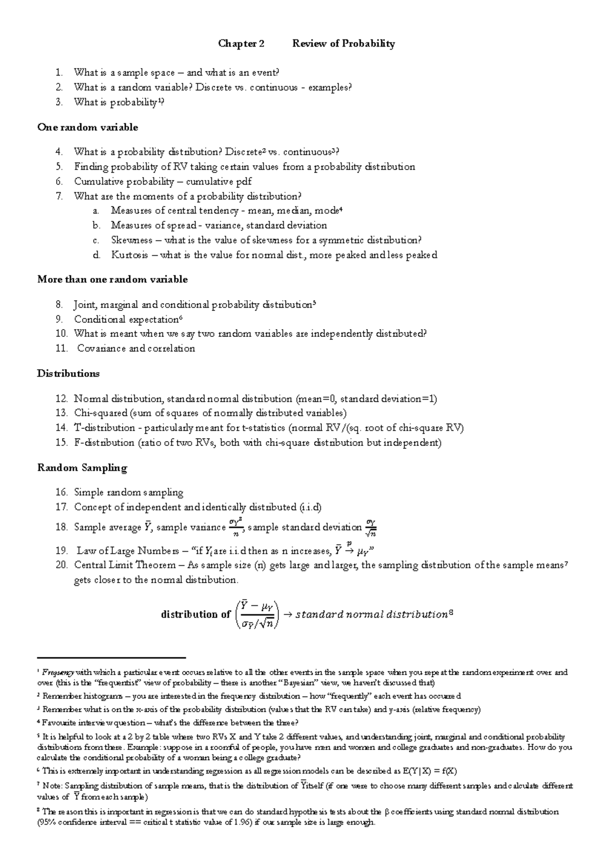MBA652 Summary Notes 2020 - Chapter 2 Review of Probability 1. What is ...