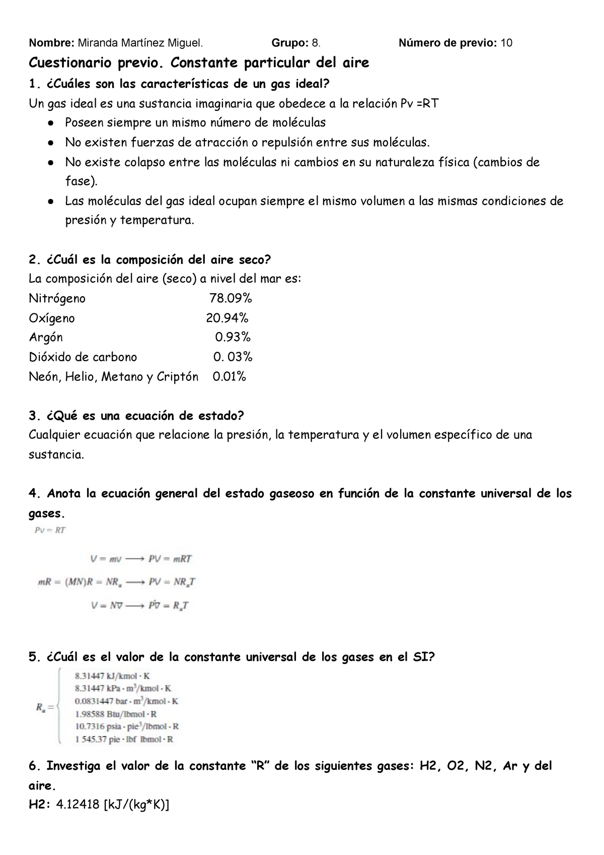 C P 10 Constante Particular Gas Ideal Nombre Miranda Martinez Miguel Grupo 8 Numero De Studocu