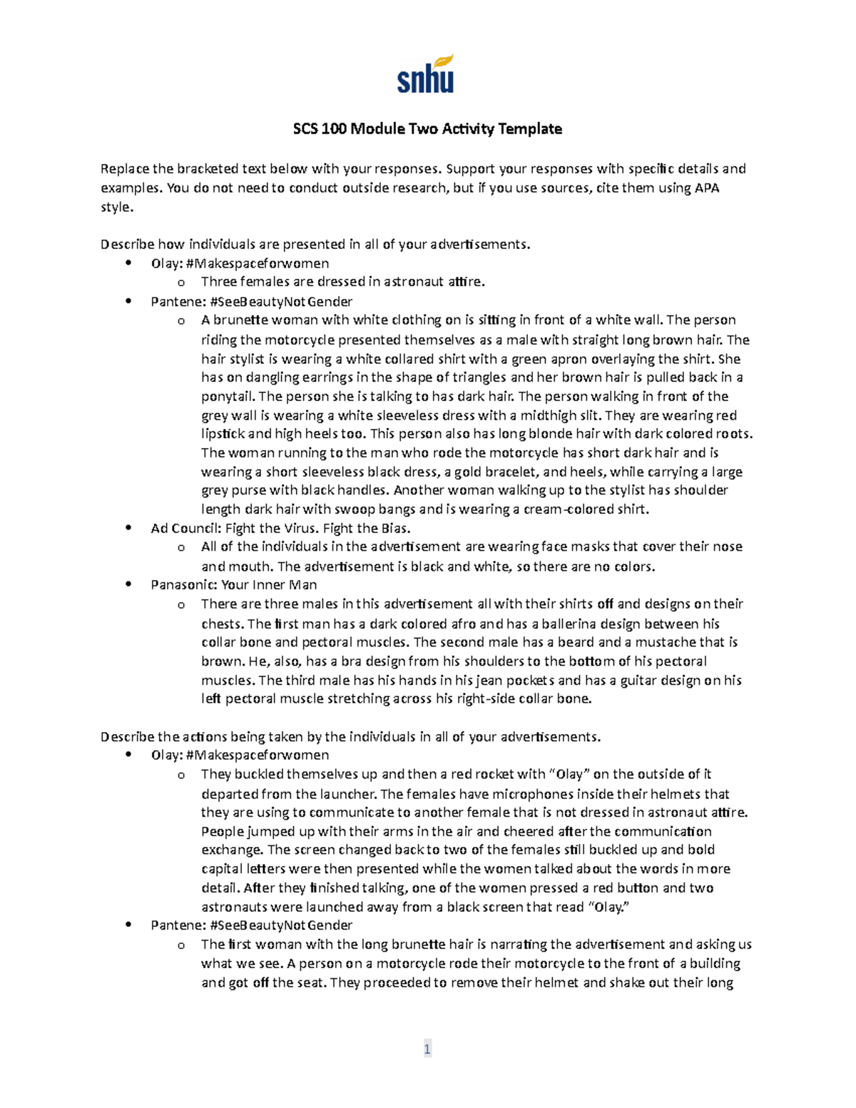 SCS 100 Module Two Activity Template SCS 100 Module Two Activity