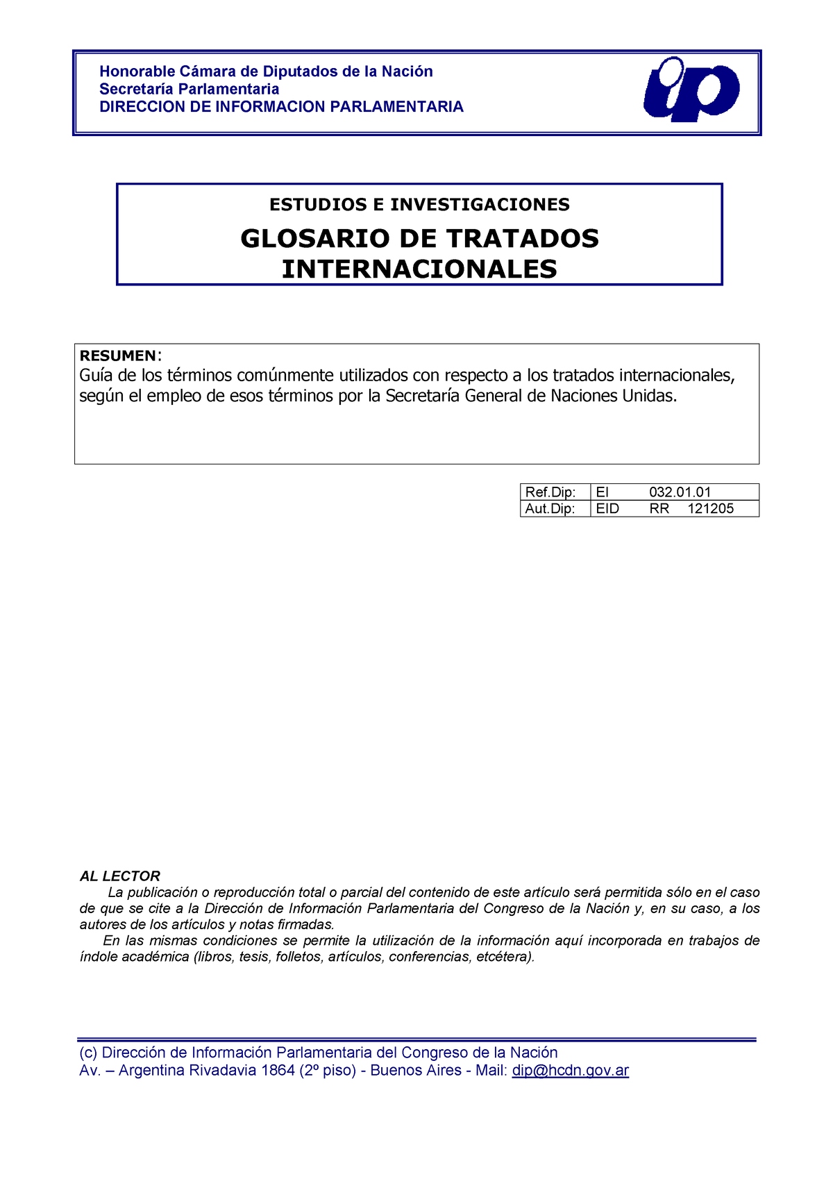 Glosario De Tratados Internacionales - Honorable C·mara De Diputados De ...