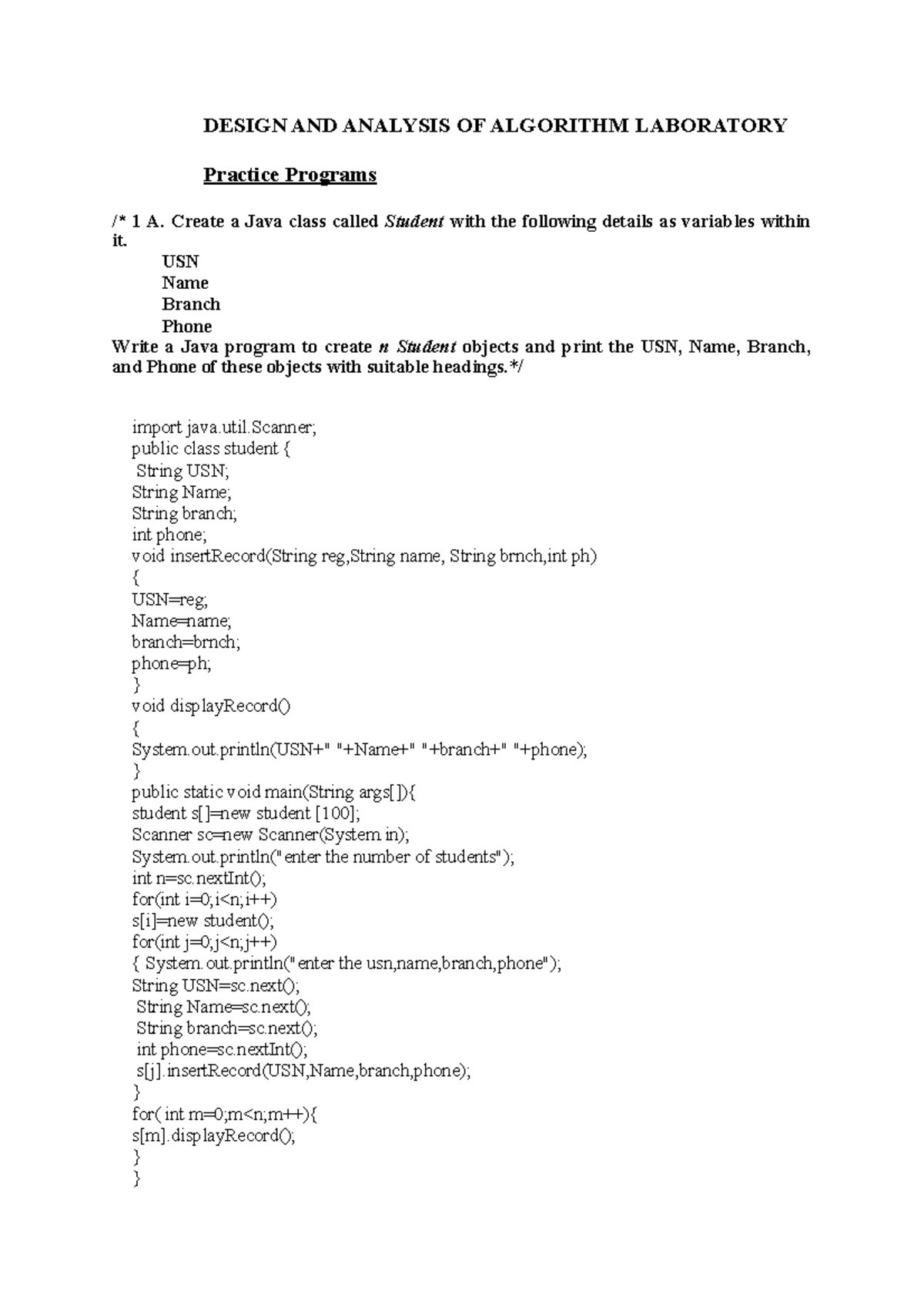 DAA-intro prgms - Bxnsmsndhjxndnxhc - DESIGN AND ANALYSIS OF ALGORITHM ...