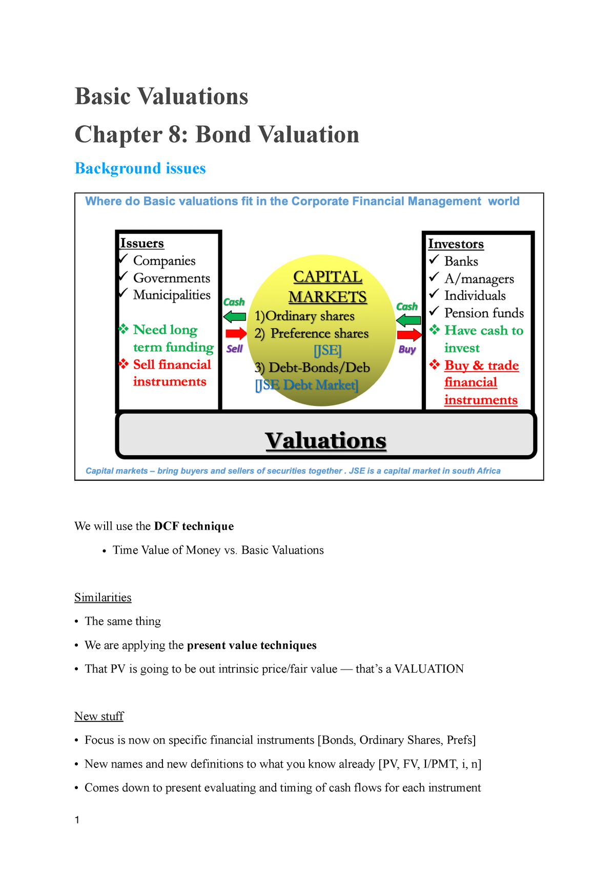 Basic Valuations - Basic Valuations Chapter 8: Bond Valuation ...