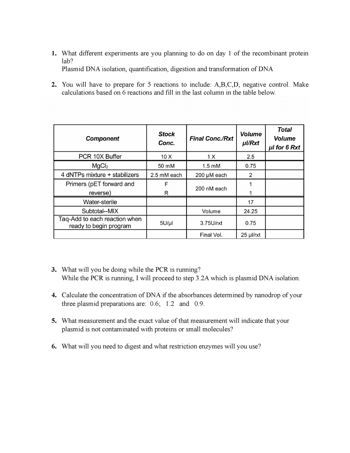 Pre-lab quiz for recombinant protein part 1 - BBMB 405 - Iowa State ...